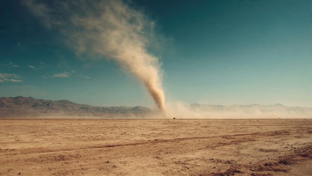 Dust Devil in Desert Landscape