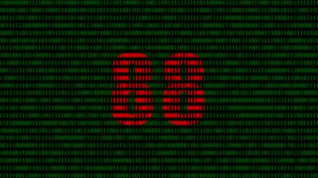 Digital number 88 formed by red binary code on green matrix background, abstract technology data processing concept
