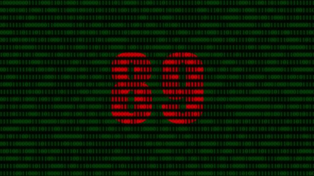 Digital number 89 flashing on green binary code background, abstract technology concept for data and cyber security