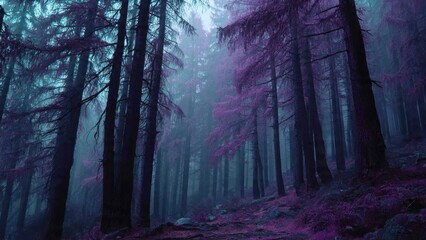 Fototapeta premium Mystical Purple Forest at Dawn