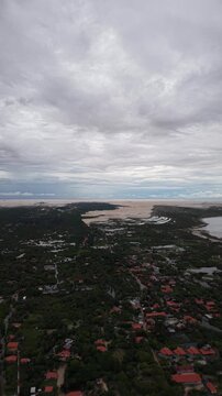 Aerial View of Atins Village and River Landscape Maranh&atilde;o Brazil
