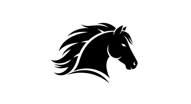 Black Horse Head Silhouette Side View.