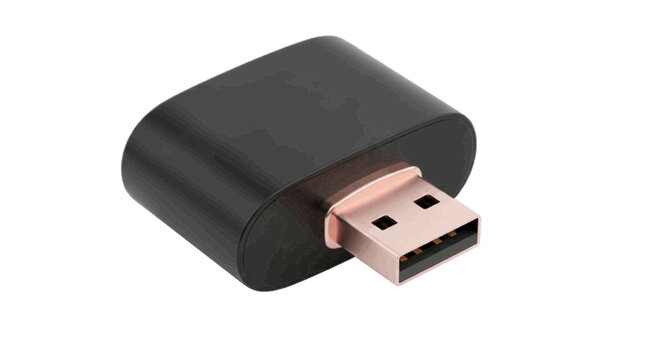 Minimal black silhouette icon, simple flat vector, bold black shape, no, no shading compact black usb wireless receiver dongle with rose gold connector on a, flat icon style