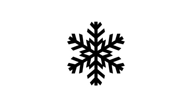 Minimal black silhouette icon, simple flat vector, bold black shape, no, no shading black snowflake icon on a, flat icon style