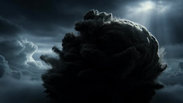Dramatic monster under stormy sky.