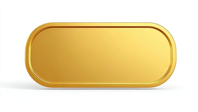 Gold rectangular plaque with rounded corners, casting a shadow on a white background