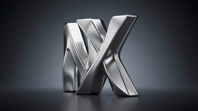 Metallic NX Logo on Dark Background.
