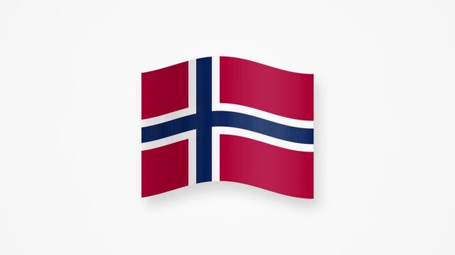 Animated norwegian flag waving against a clean white background seamless loop