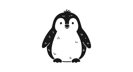 Adorable Cartoon Penguin Standing Alone. © Embastd
