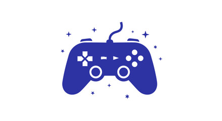 Blue Game Controller with Joystick and Buttons. © Embastd