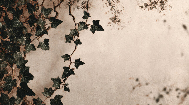 Ivy Vines on a Textured Wall A Study in Natural Contrast.