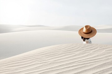 Fototapeta premium A llama wearing a hat and sunglasses on sand dunes in the desert