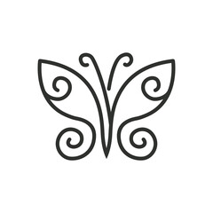 Ornamental Butterfly Swirl Logo Design, Decorative Filigree Insect Icon for Luxury Branding © Paulus
