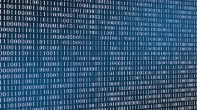 Abstract blue digital binary code background. Abstract futuristic banner for the presentation of technological products or as wallpaper.