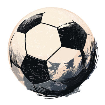 Classic leather soccer ball hand drawn style isolated on white background