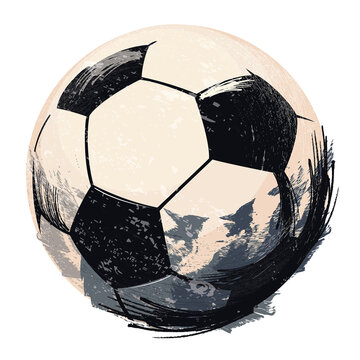 Classic leather soccer ball hand drawn style isolated