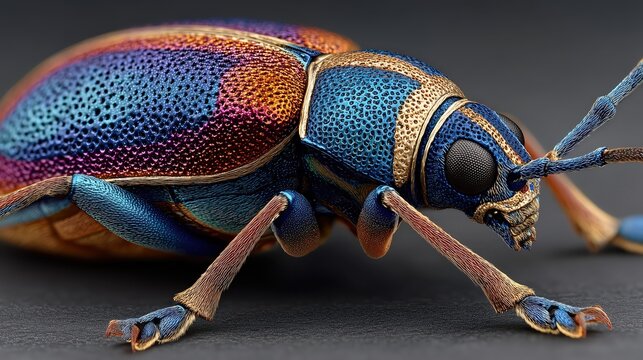 Iridescent beetle carapace texture closeup