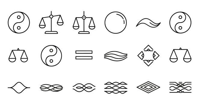 Various symbolic geometric shapes icons.