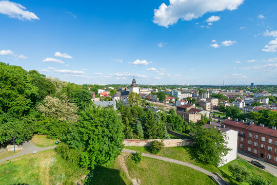Aerial skyline view of Bedzin city in Poland. Europe