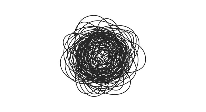 Intricate Black Scribble Ball Design Element.