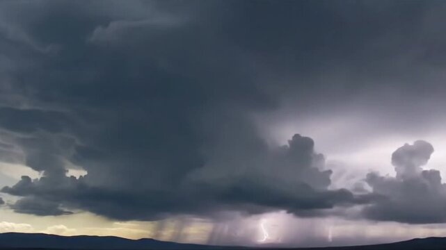 Vastness of Weather Systems Emphasizing the immense scale and sweeping movement of epic storm clouds against an expansive, natural backdrop.