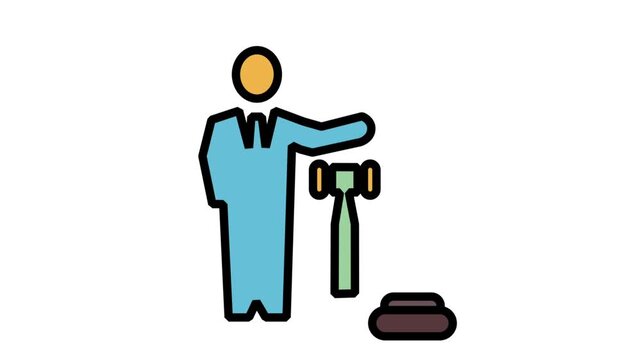 Professional judge or lawyer character with a gavel representing legal services, justice, law enforcement, court trials, and corporate compliance.