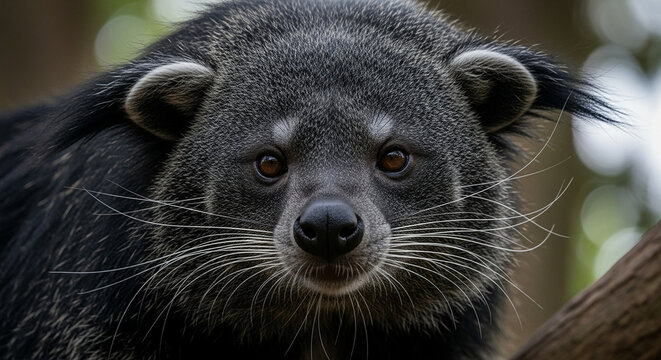 Close-up of Binturong Bearcat Face.