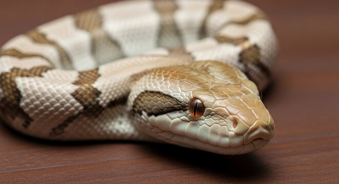 Closeup of python snake head resting.