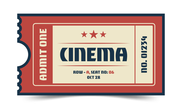 Vintage cinema ticket admit one vector design