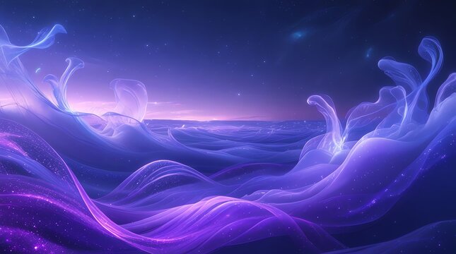 Abstract Purple and Blue Smoke Waves.