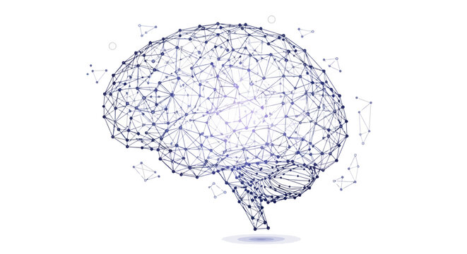 Digital brain illustration with network connections.