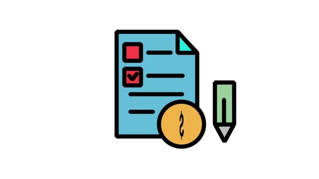 Financial contract document with a coin and pencil representing budget planning, expense tracking, legal agreement, and professional accounting services.