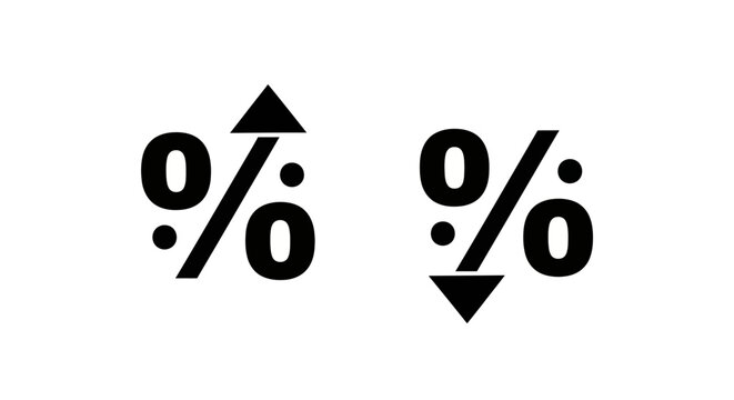 Percentage symbol with upward and downward arrows indicating increase and decrease in value or price