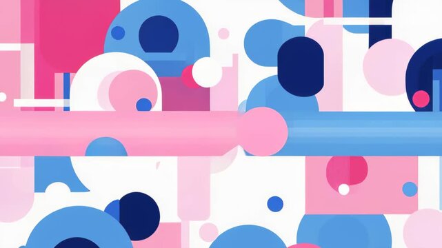Geometric Shapes in Harmony: An elegant composition of geometric shapes in a balanced array of colors create a visually pleasing artistic aesthetic. 