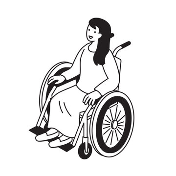 車椅子の女性のシンプルなイラスト