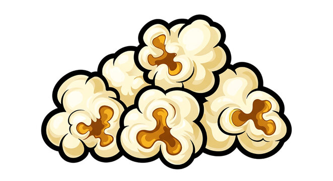 Popcorn in cartoon style. Vector image with white background. A very common food during the June Festival period.