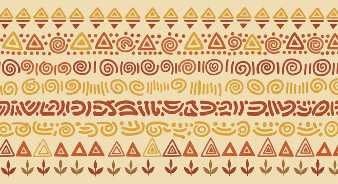 Ethnic Tribal Patterns Seamless Borders Decorative Elements.