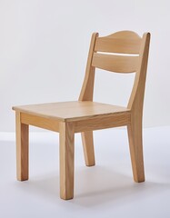 Fototapeta premium A simple wooden chair for children isolated on a white background.
