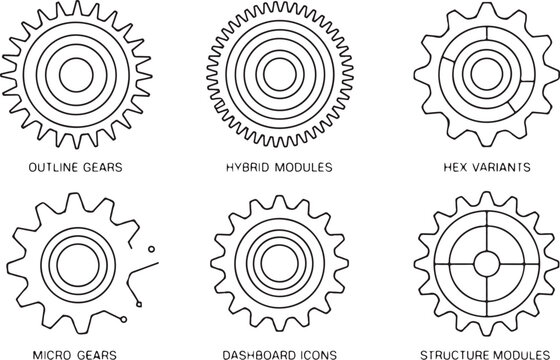 Engineering mechanical gears and modular components for technical projects.