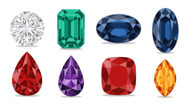 Collection of various colorful cut gemstones.