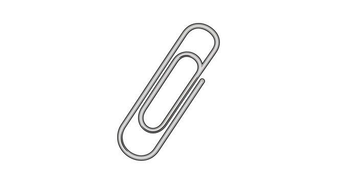 Single Metal Paperclip Isolated White Background.