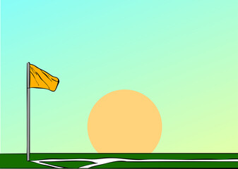 Corner flag on soccer field at sunset © Rafael