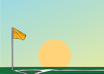 Corner flag on soccer field at sunset © Rafael
