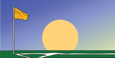 Soccer field corner flag at sunset or dawn © Rafael