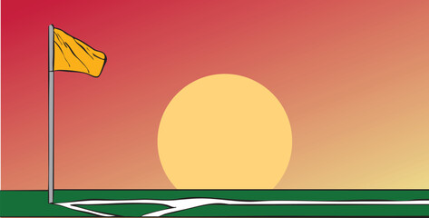 Soccer field corner flag at sunset vector © Rafael