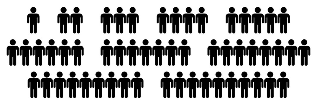 Kids boy and girl 1, 2, 3, 4, 5, 6, 7, 8, 9, 10 icon set. Crowd signs. Family Flat Icon Black and White Vector Graphic. People icons set.