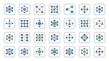 Fototapeta premium Vector Icons Set of 28 Hand Drawn Network and Connectivity Doodle Icons. EPS Editable. Vector Illustrations.