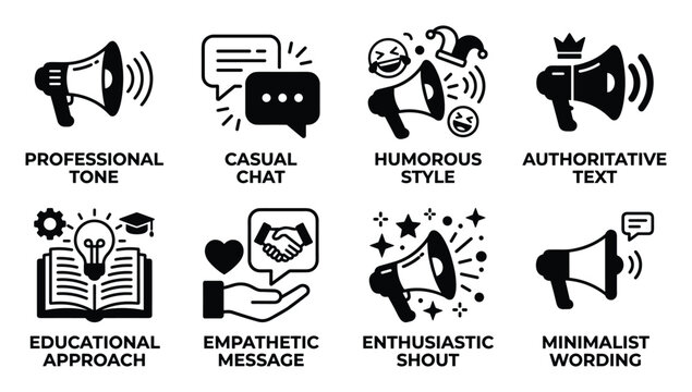 Marketing communication tones professional casual humor authoritative educational empathetic enthusiastic minimalist.
