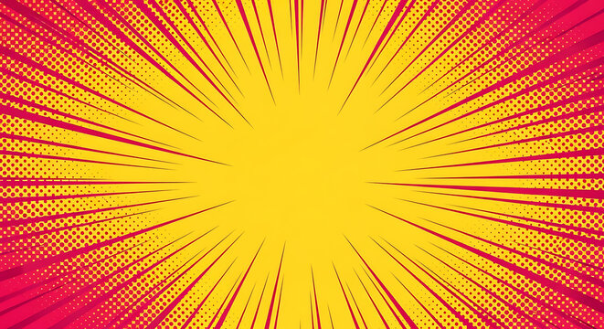 Abstract halftone sunburst background with radial lines in yellow and red pop art sunburst halftone background abstract starburst illustration wallpaper
