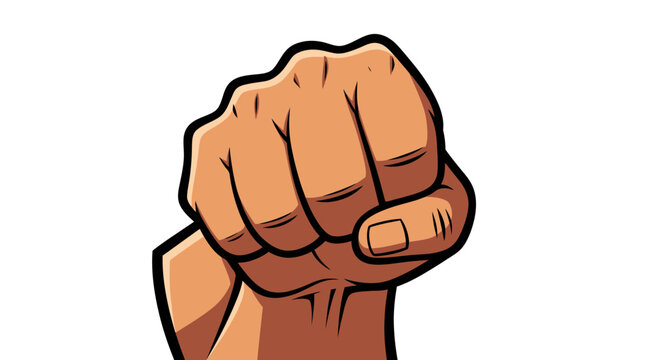 Clenched human fist illustration in a comic book style